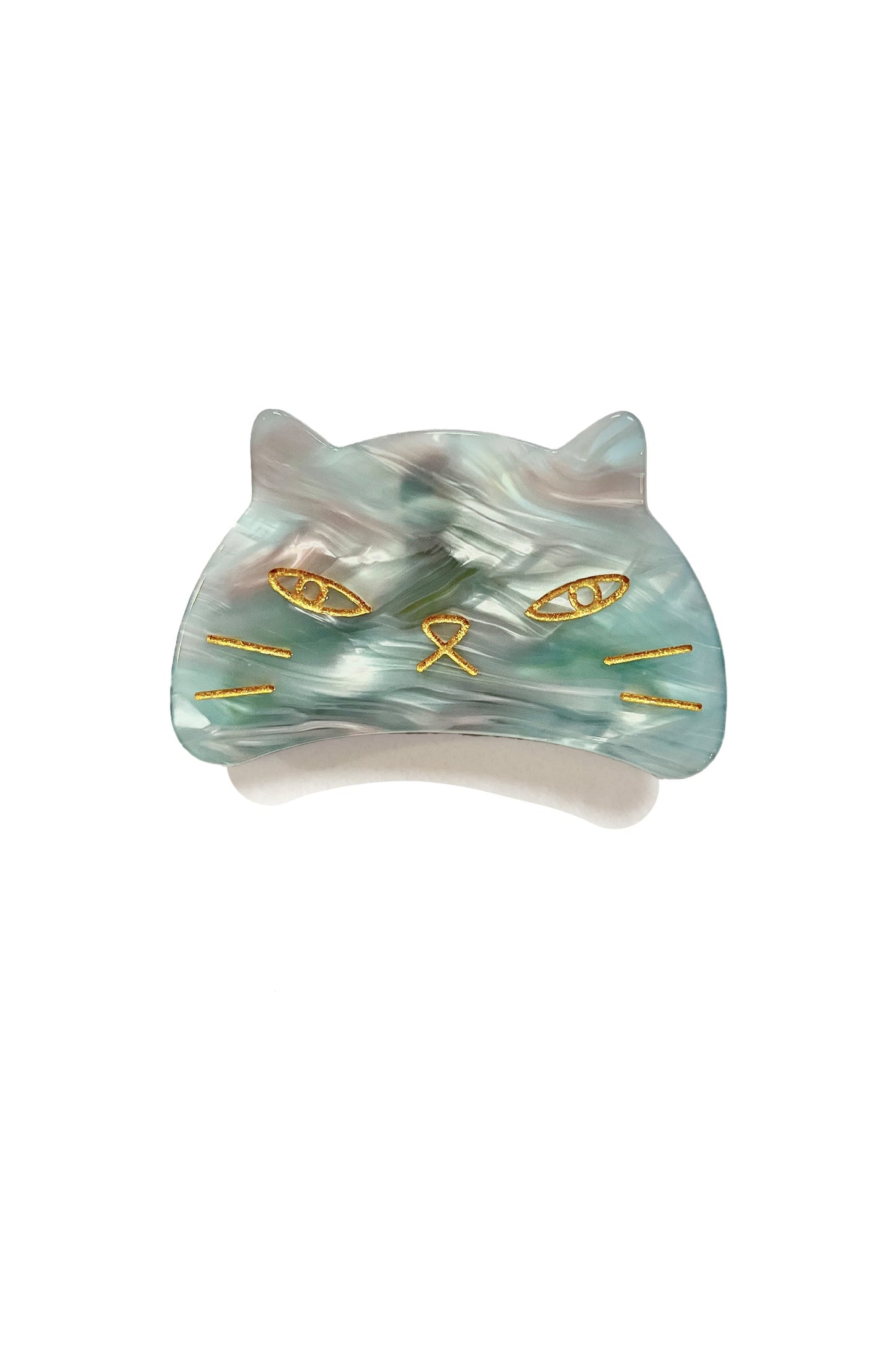 Anna Sui Etched Large Cat Jaw Clip Sky Blue