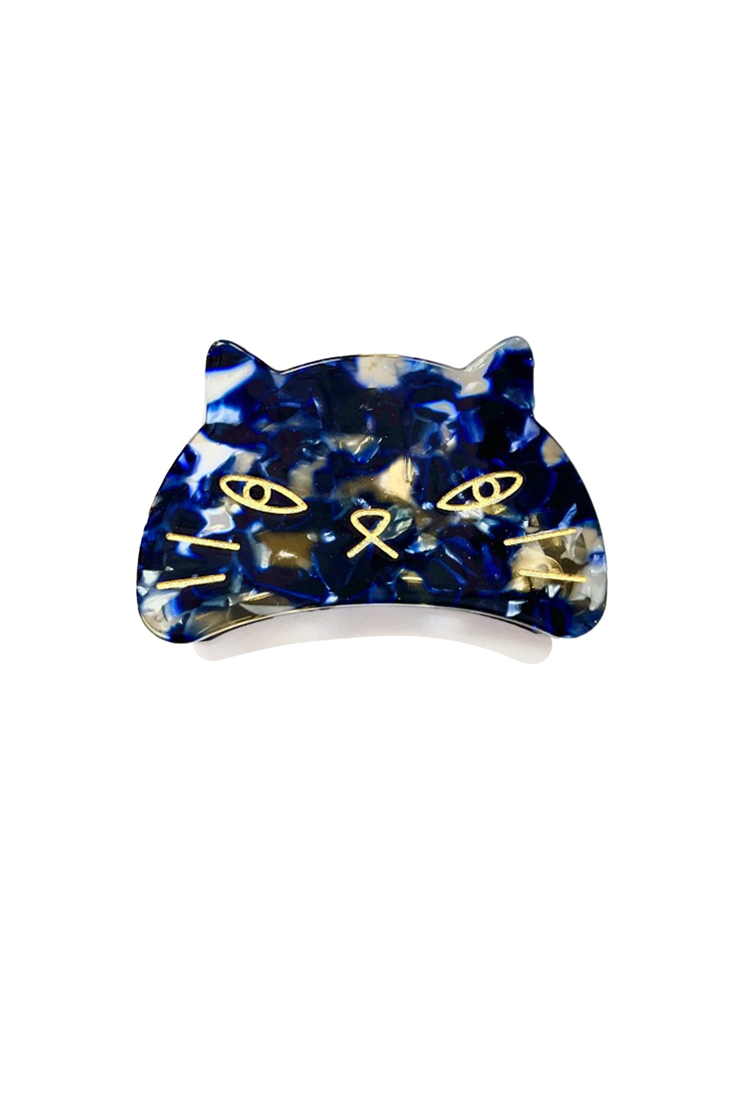 Anna Sui Etched Large Cat Jaw Clip Moon Navy