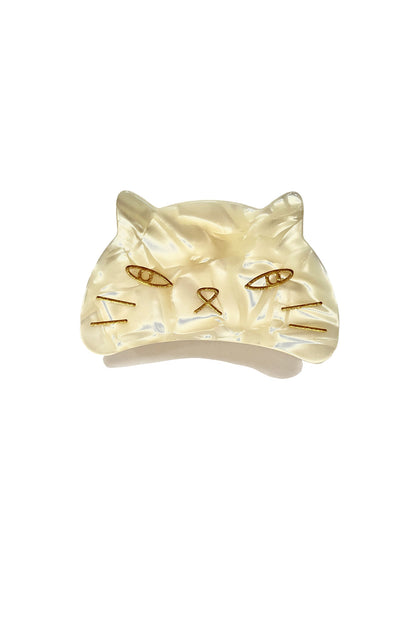 Anna Sui Etched Large Cat Jaw Clip Ivory