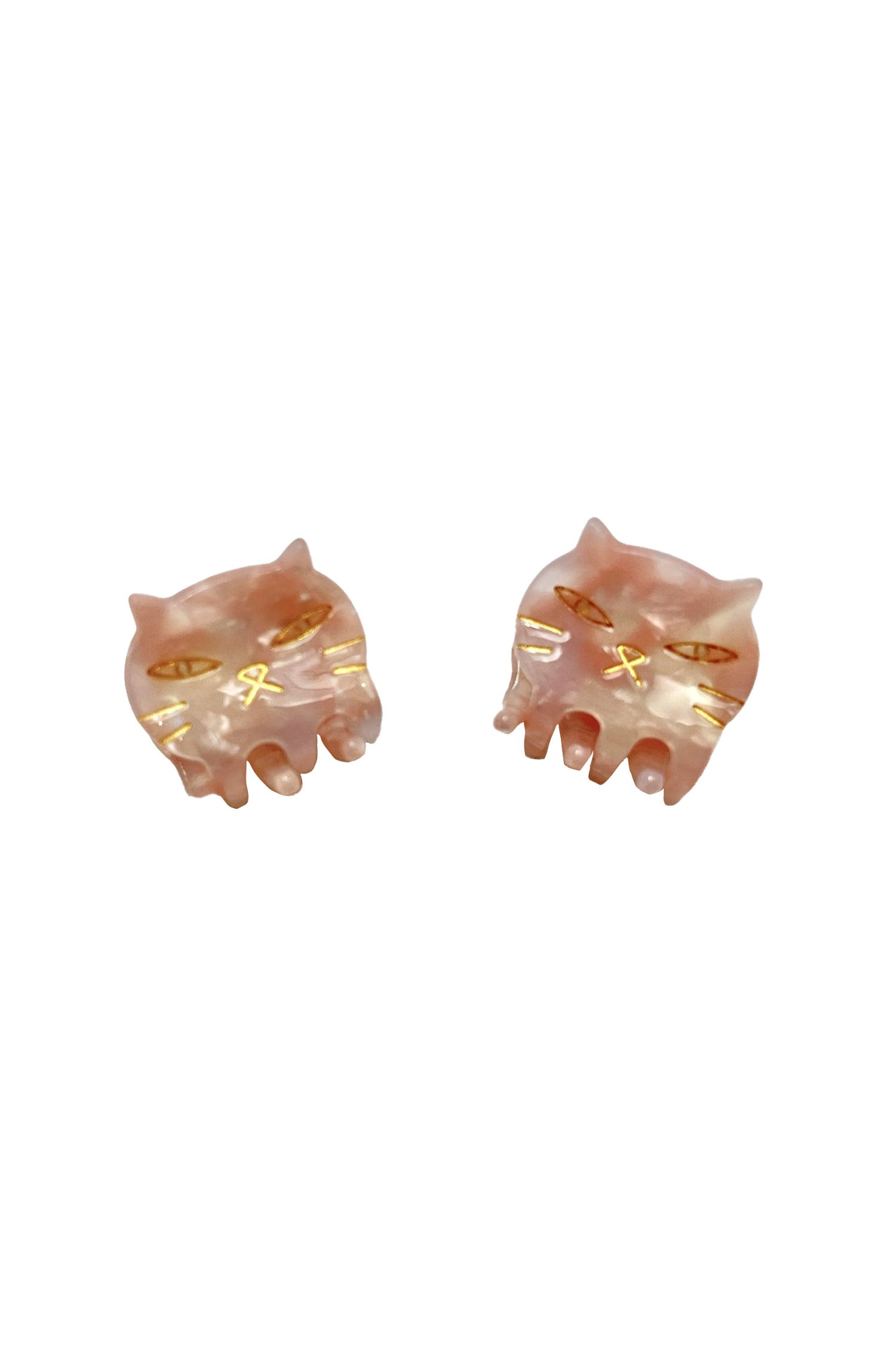 Anna Sui Pastel Meow Cat Jaw Clip Pair Rose Quartz