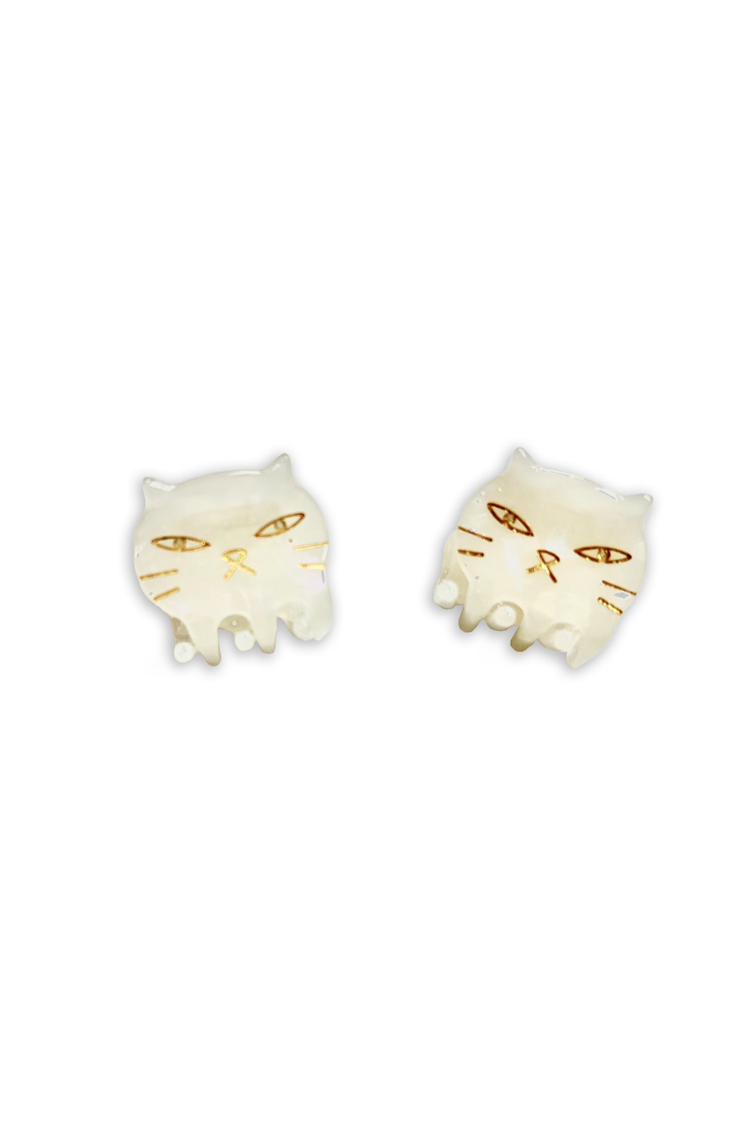 Anna Sui Pastel Meow Cat Jaw Pair Ivory