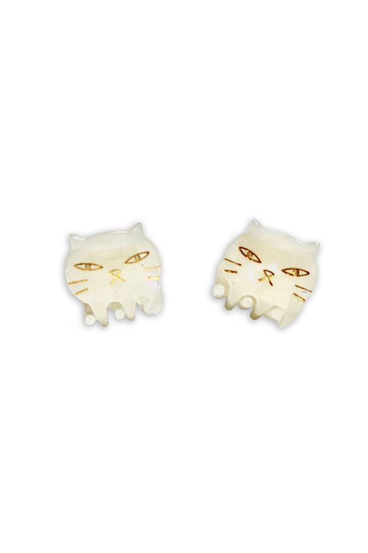 Anna Sui Pastel Meow Cat Jaw Pair Ivory