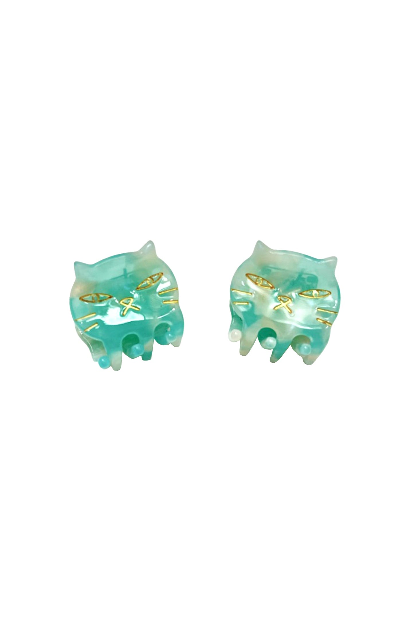 Anna Sui Pastel Meow Cat Jaw Pair Aqua