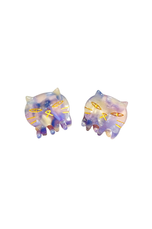 Anna Sui Pastel Meow Jaw Clip Pair Blue Lavender