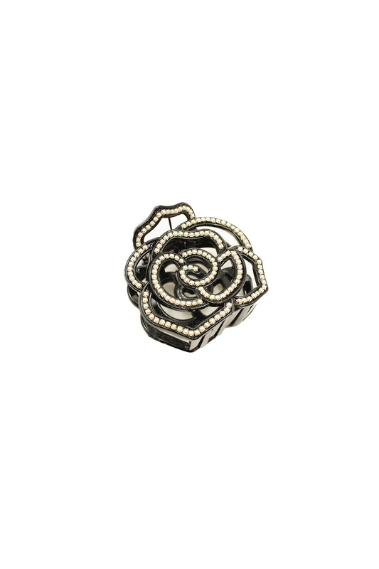Anna Sui Large Vera Cut Out Flower Jaw Clip - Black