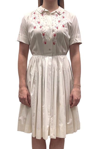 Anna Sui Vintage Peck + Peck Collared A-line Pleated Dress