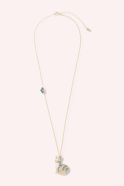 Anna Sui Cat Necklace - Grey Multi