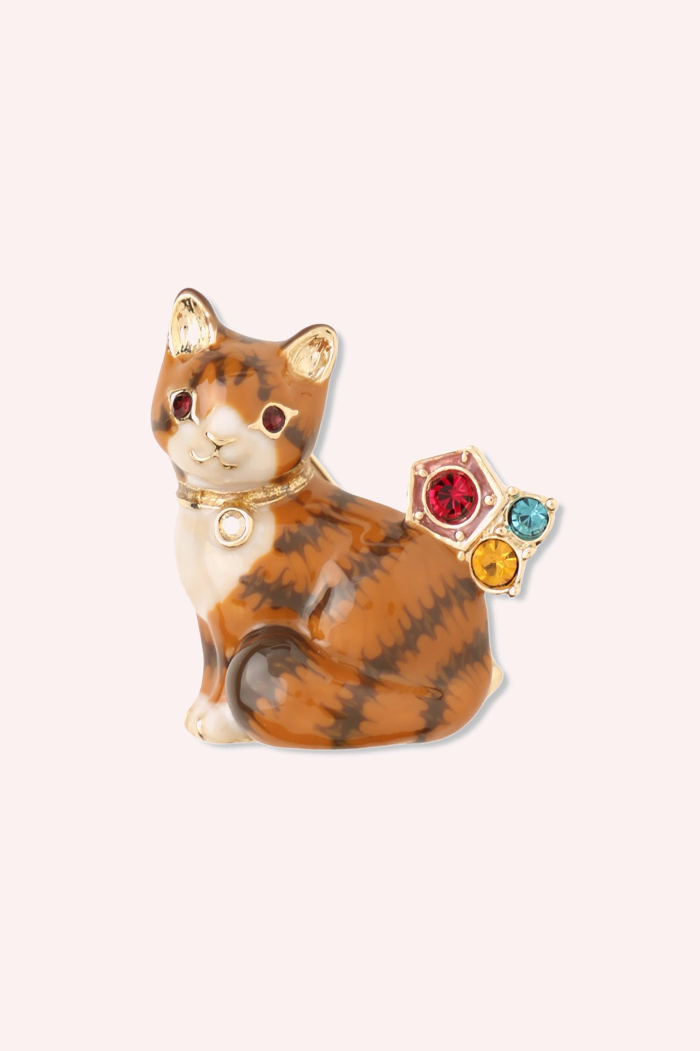 Anna Sui Striped Cat Brooch - Orange Multi