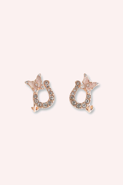 Anna Sui Lucky Horseshoe Stud Earrings - Rose Gold
