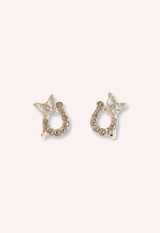 Anna Sui Lucky Horseshoe Stud Earrings - Gold