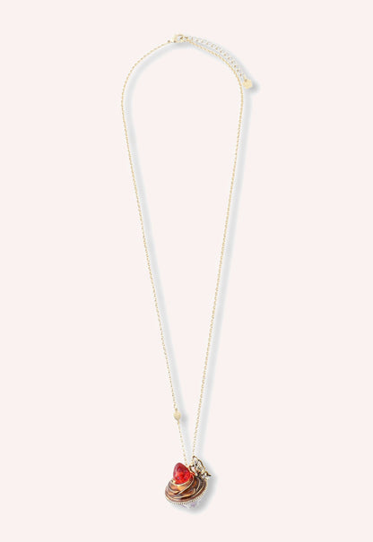 Anna Sui Strawberry Cupcake Necklace - Red Multi