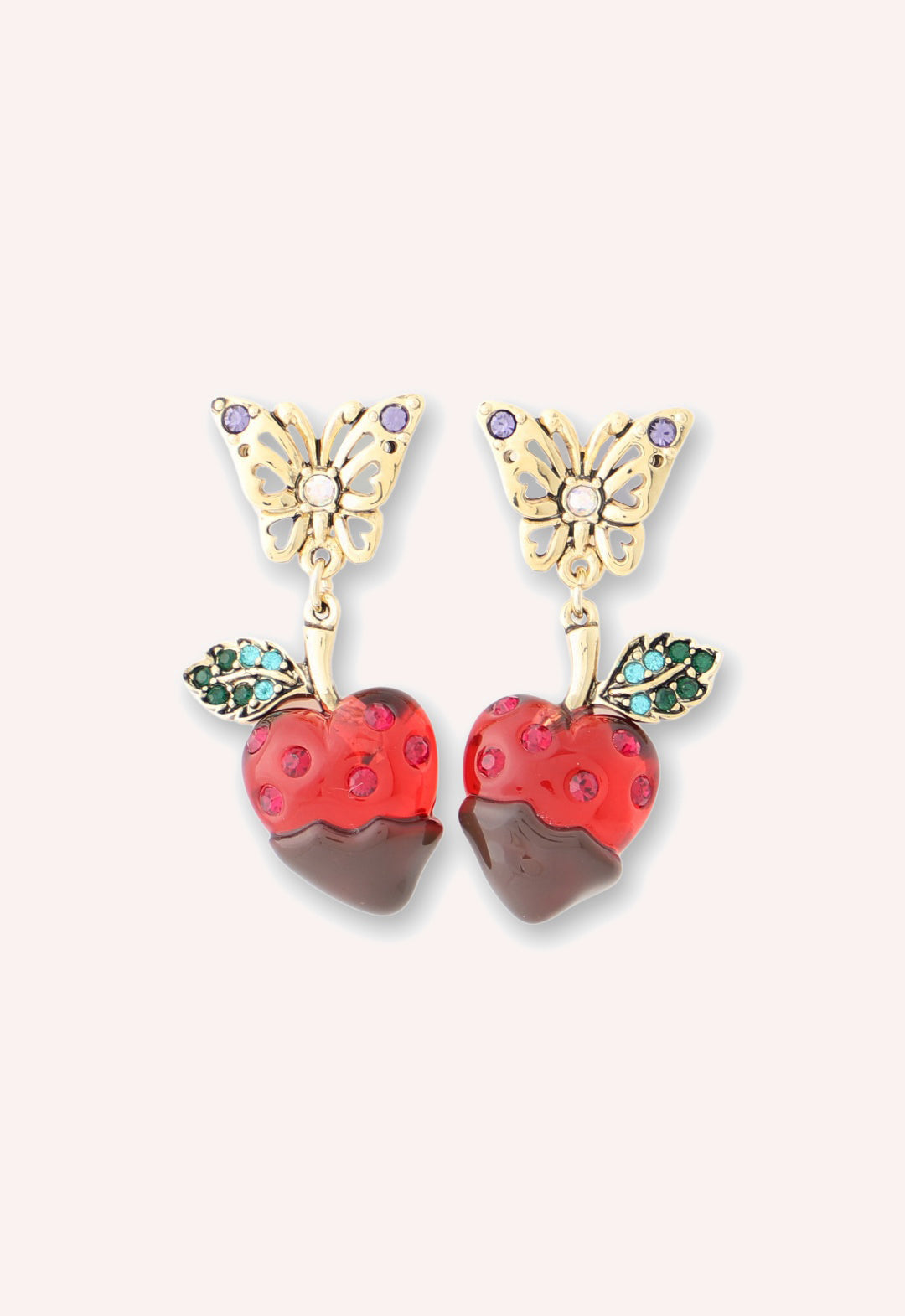 Anna Sui Chocolate Covered Strawberry Earrings - Red Multi