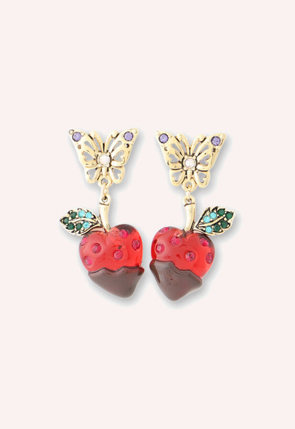 Anna Sui Chocolate Covered Strawberry Earrings - Red Multi
