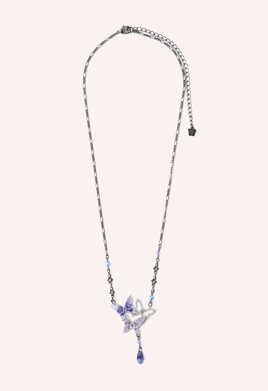 Anna Sui Bejeweled Butterfly Princess Necklace - Violet Gunmetal