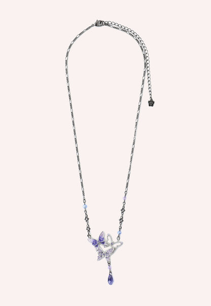 Anna Sui Bejeweled Butterfly Princess Necklace - Violet Gunmetal