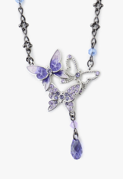 Anna Sui Bejeweled Butterfly Princess Necklace - Violet Gunmetal