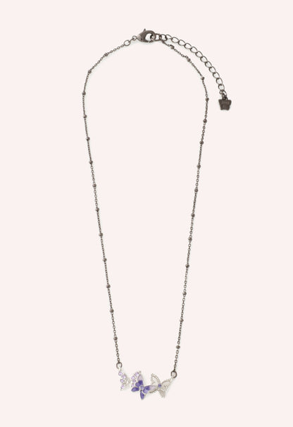 Anna Sui Bejeweled Butterfly Necklace - Violet Gunmetal