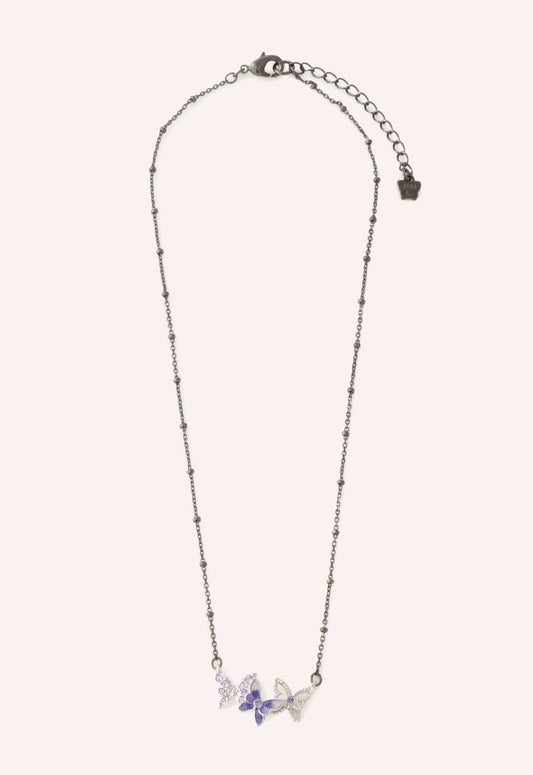 Anna Sui Bejeweled Butterfly Necklace - Violet Gunmetal