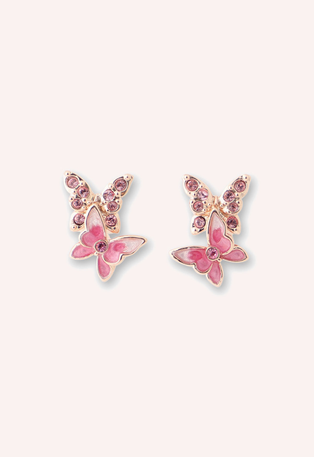Anna Sui Bejeweled Butterfly Stud Earrings - Pink