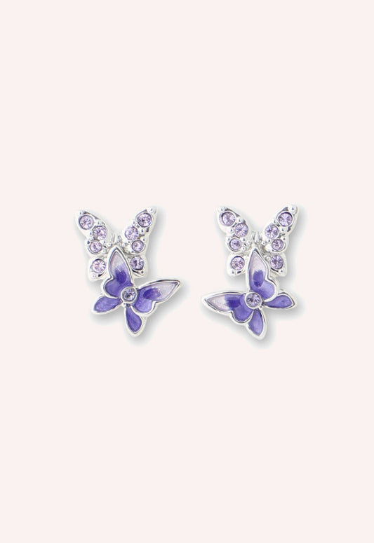 Anna Sui Bejeweled Butterfly Stud Earrings - Violet