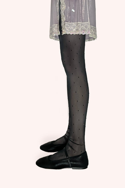 Anna Sui Rhinestone Mesh Leggings