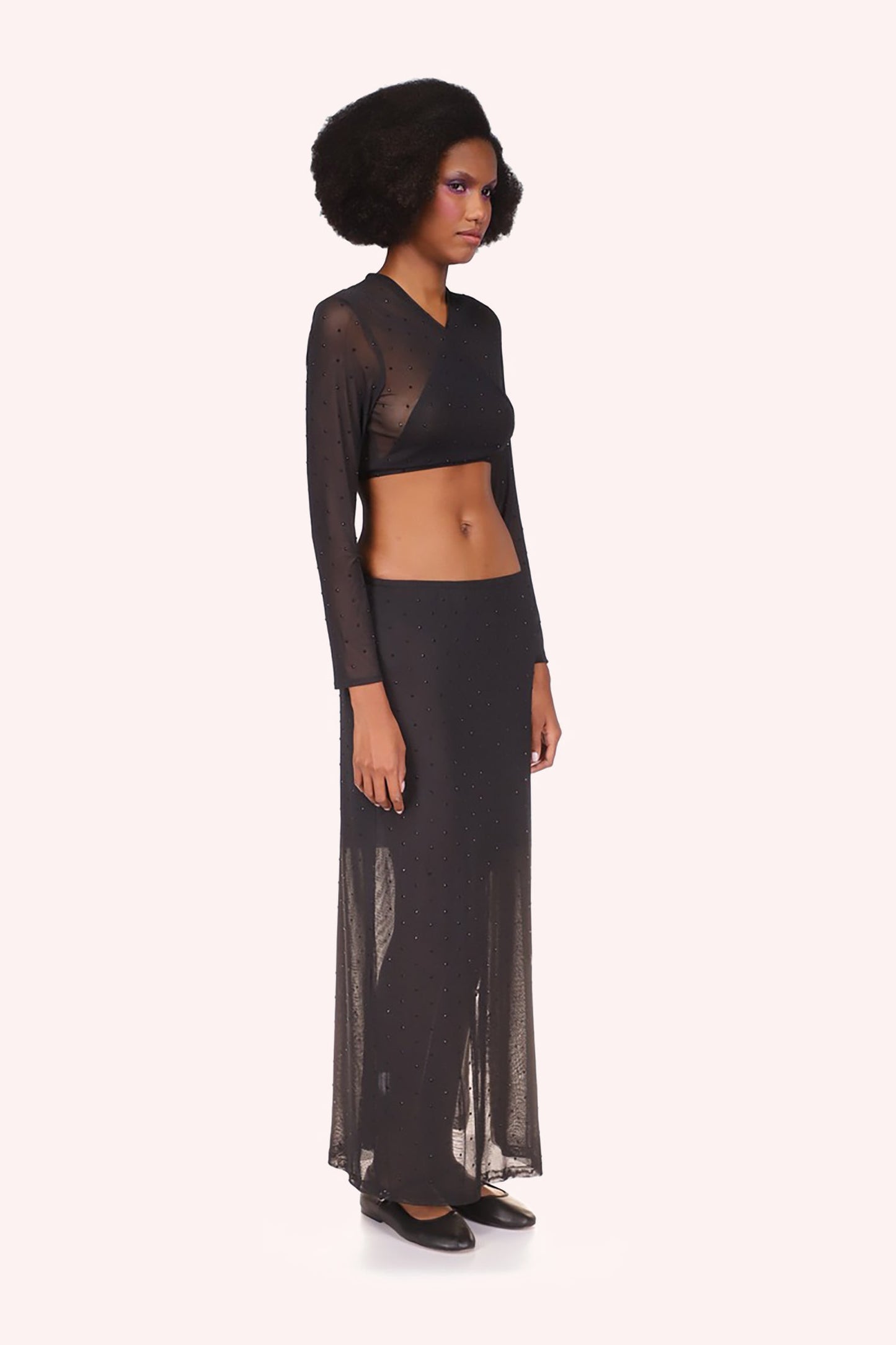 Anna Sui Rhinestone Mesh Tie Top