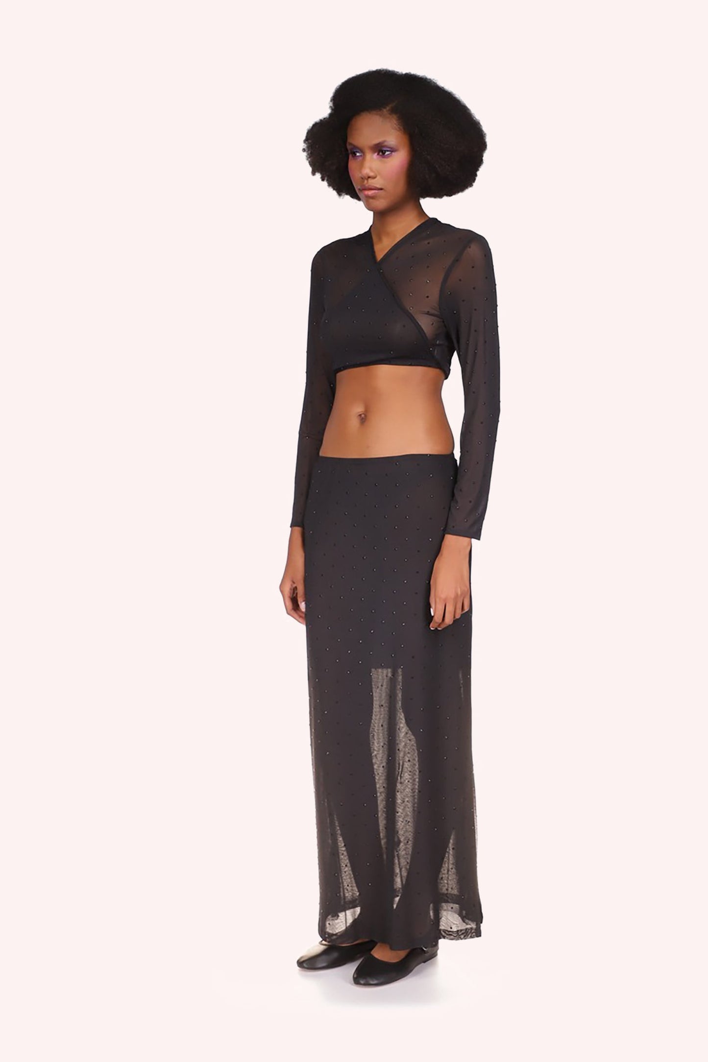 Anna Sui Rhinestone Mesh Tie Top
