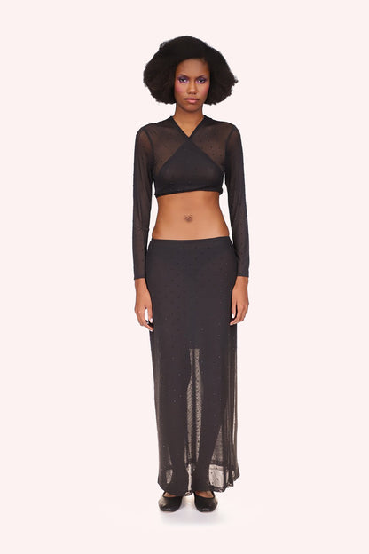 Anna Sui Rhinestone Mesh Skirt