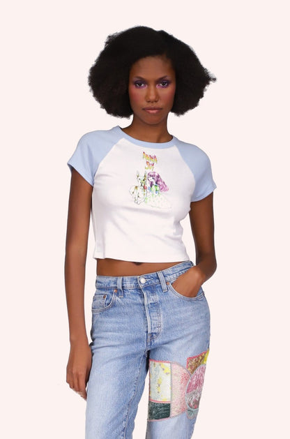 Anna Sui Micro Ribbed Raglan Baby Tee