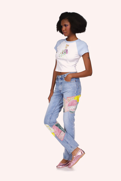 Anna Sui Micro Ribbed Raglan Baby Tee