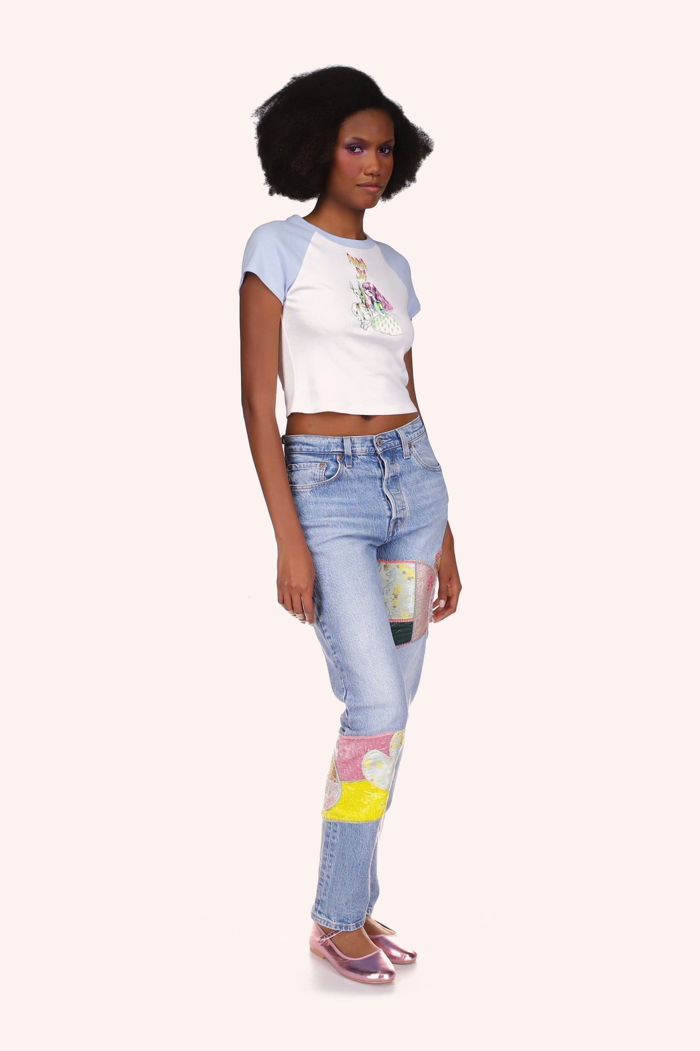 Anna Sui Micro Ribbed Raglan Baby Tee