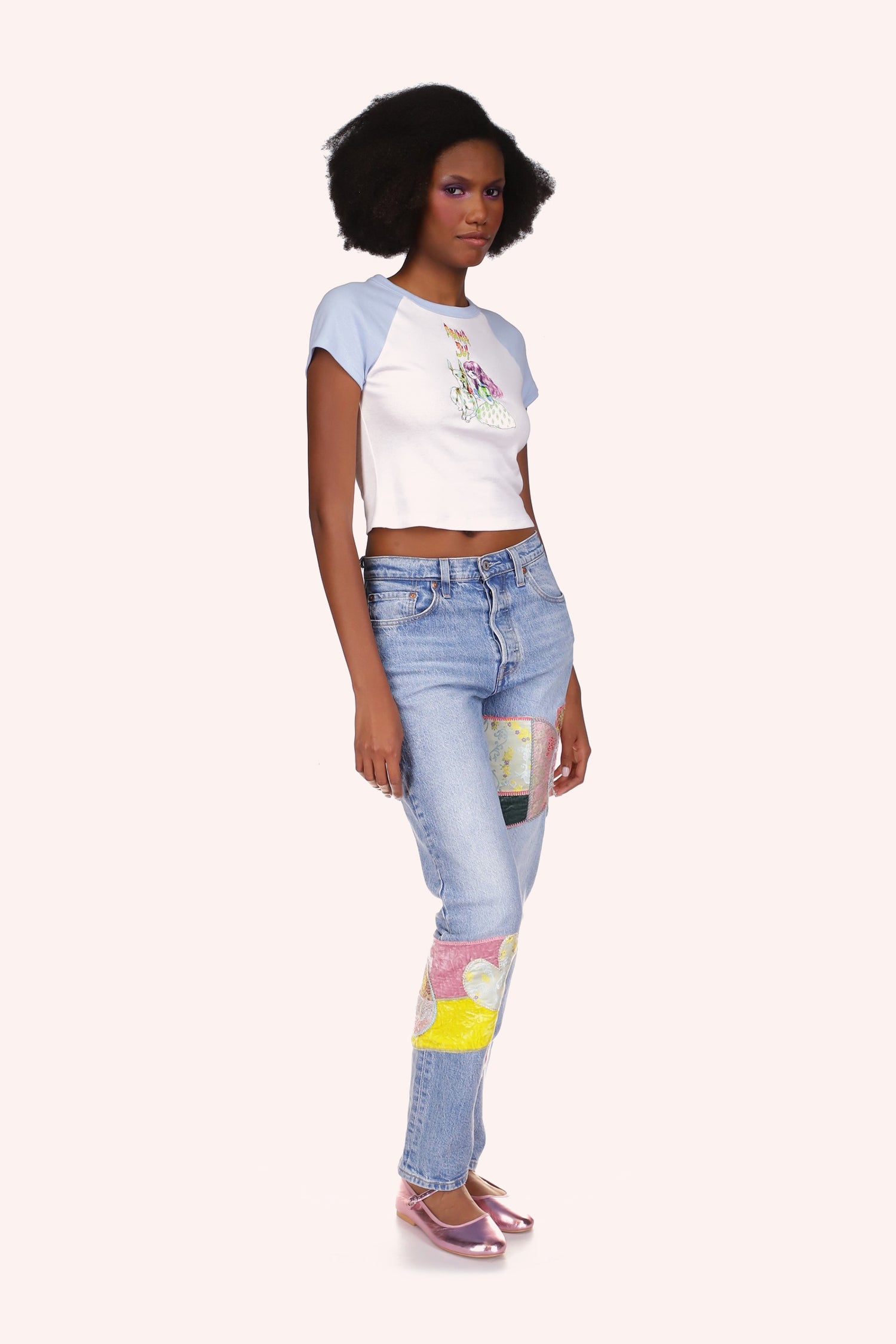 Anna Sui Micro Ribbed Raglan Baby Tee