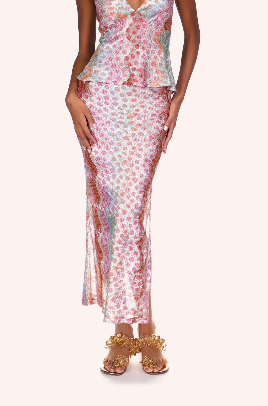 Anna Sui Swirly Rainbow Knit Skirt