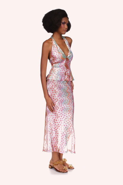 Anna Sui Swirly Rainbow Knit Skirt