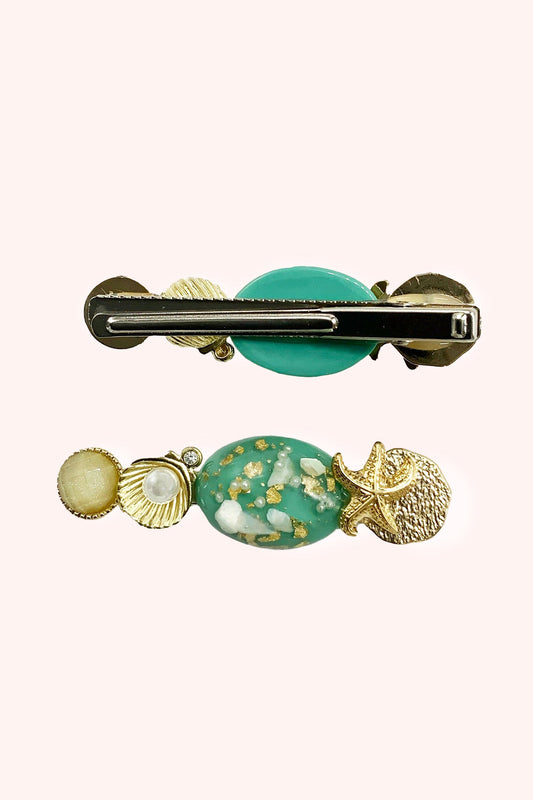 Anna Sui Mermaid Shell Clamp Clip - Aqua