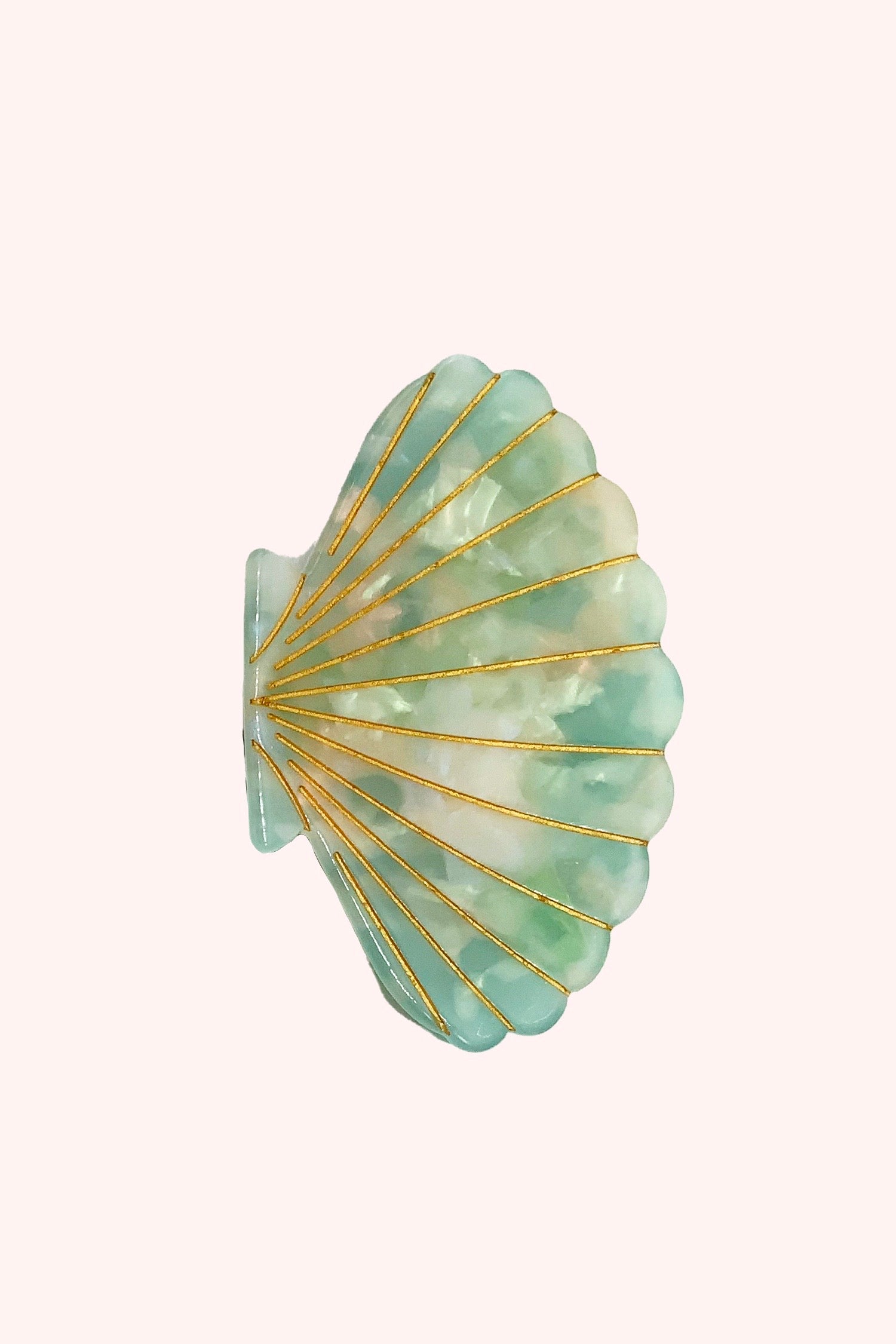Anna Sui Large Light Aqua Sea Shell Clamp Clip