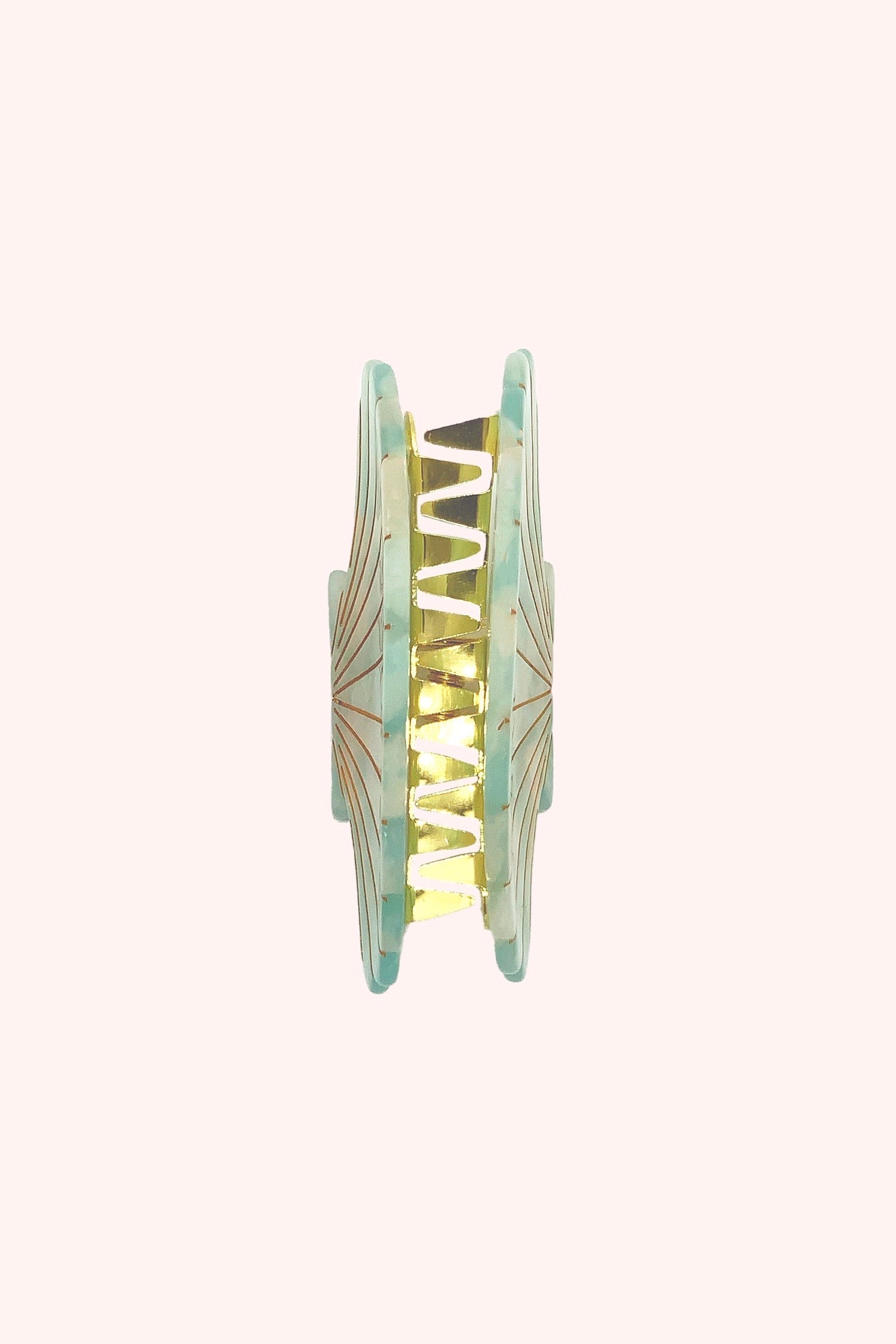 Anna Sui Large Light Aqua Sea Shell Clamp Clip