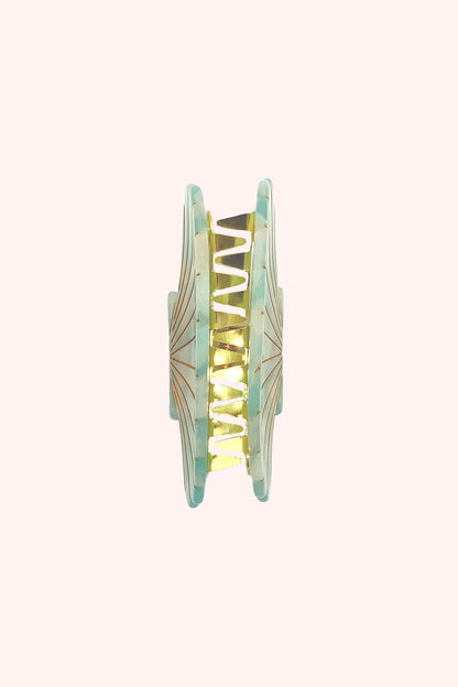 Anna Sui Large Light Aqua Sea Shell Clamp Clip
