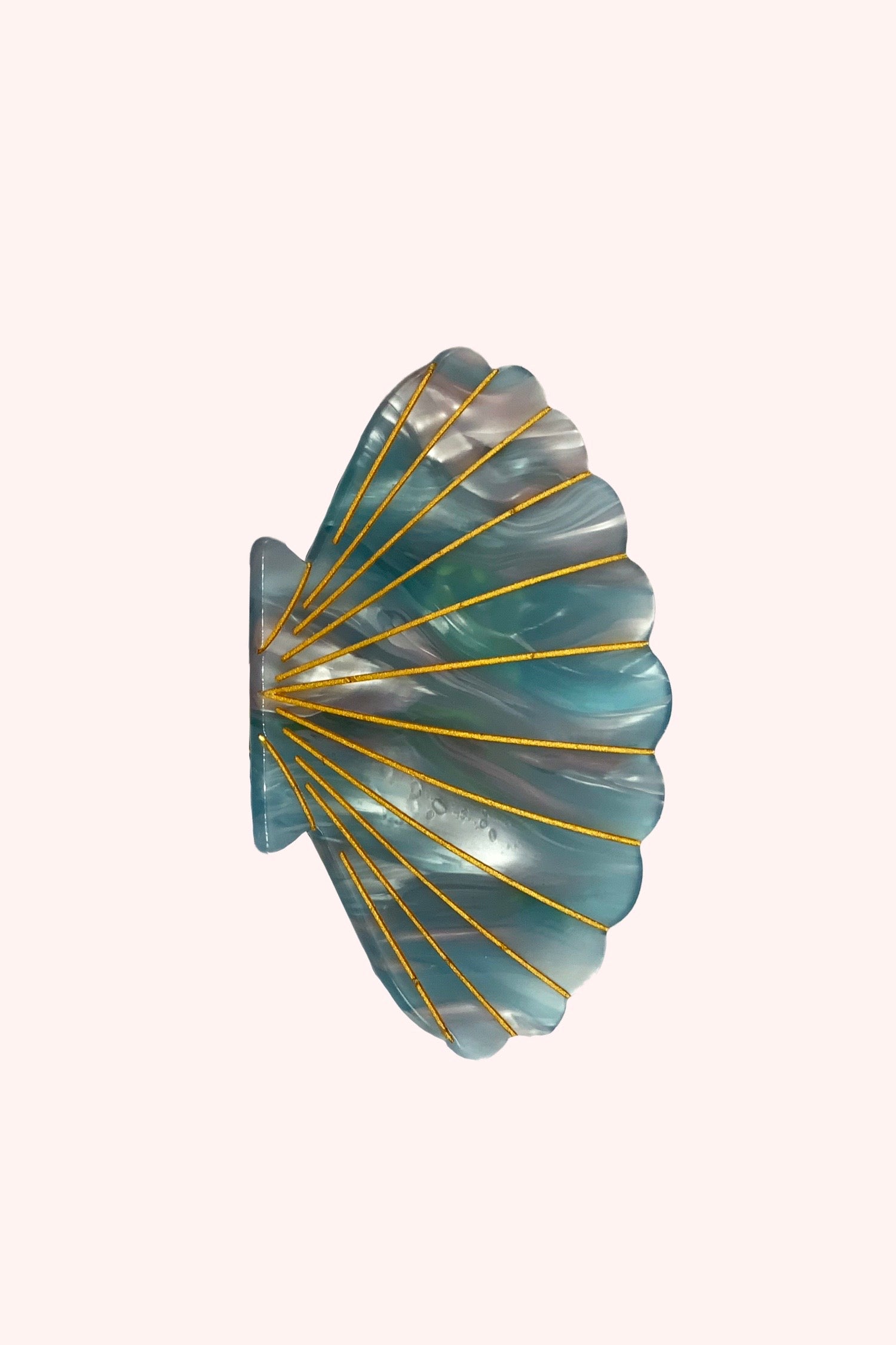 Anna Sui Large Blue Marine Pastel Sea Shell Jaw Clip