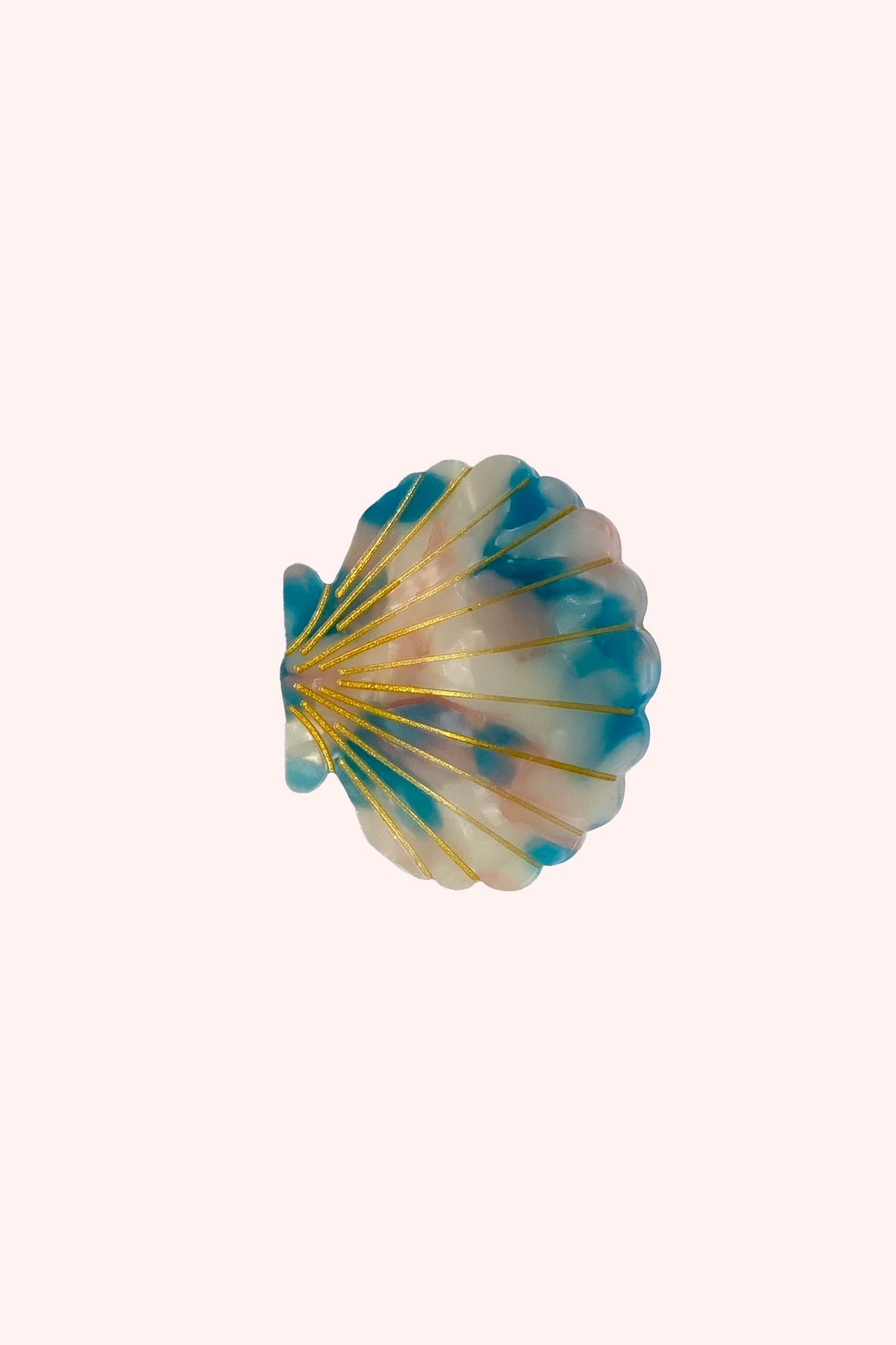 Anna Sui Medium Blue Marine Pastel Sea Shell Jaw Clip