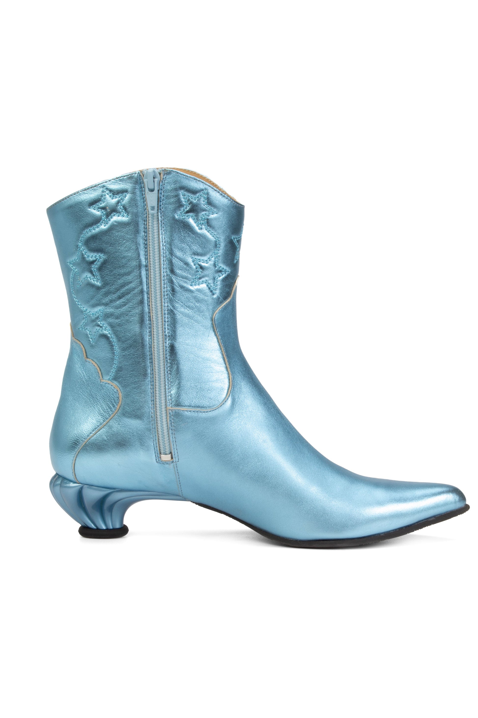Anna Sui John Fluevog Western Boot - Metallic Blue