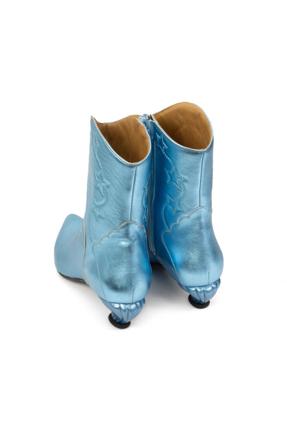 Anna Sui John Fluevog Western Boot - Metallic Blue