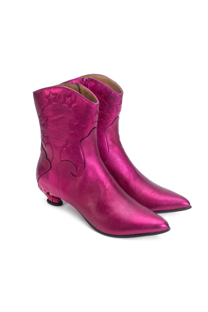 Anna Sui John Fluevog Western Boot - Metallic Azalea