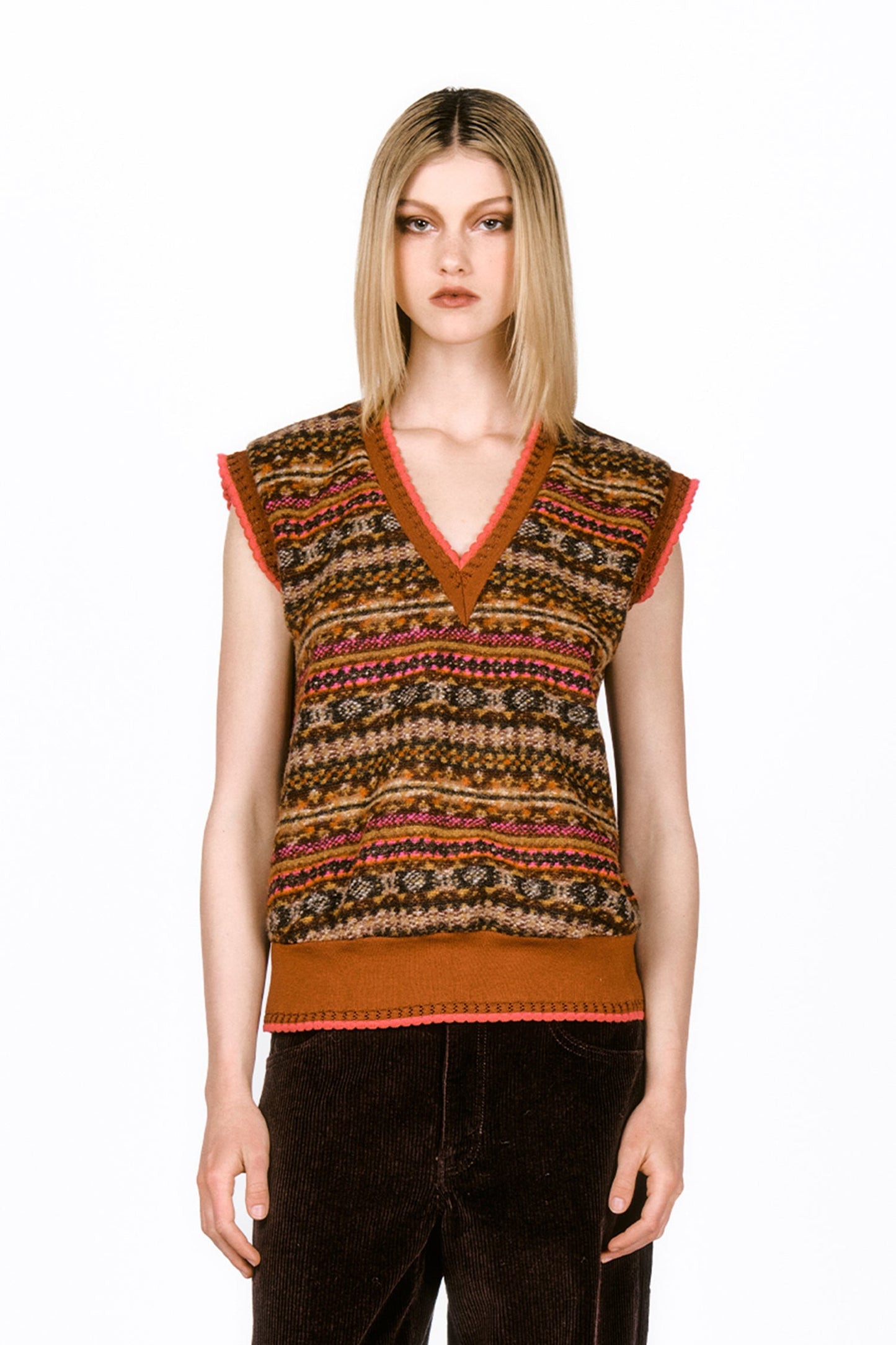 Anna Sui Fair Isle Fleece Vest