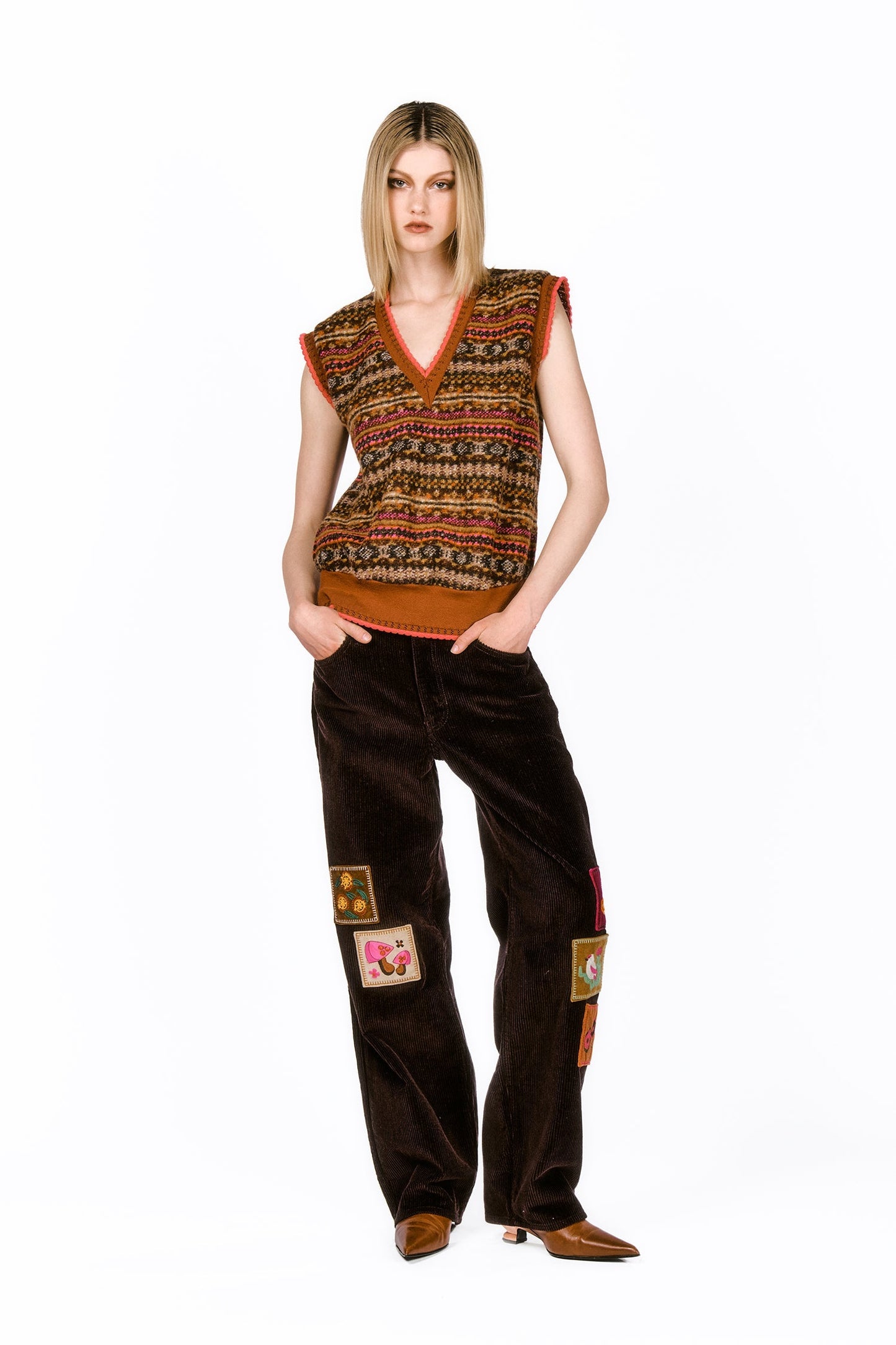 Anna Sui Fair Isle Fleece Vest