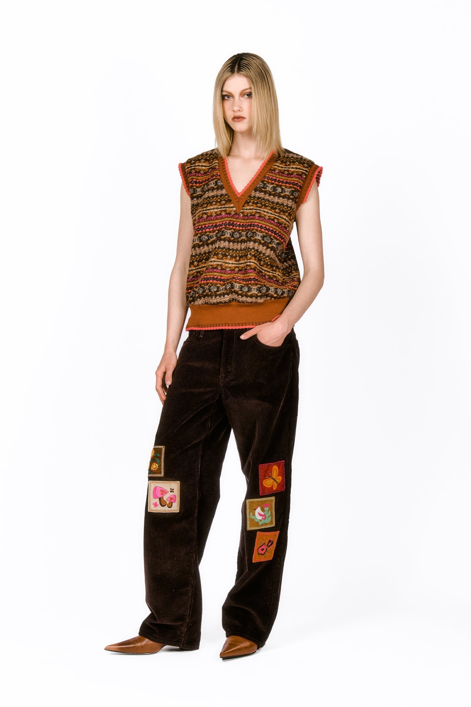 Anna Sui Fair Isle Fleece Vest