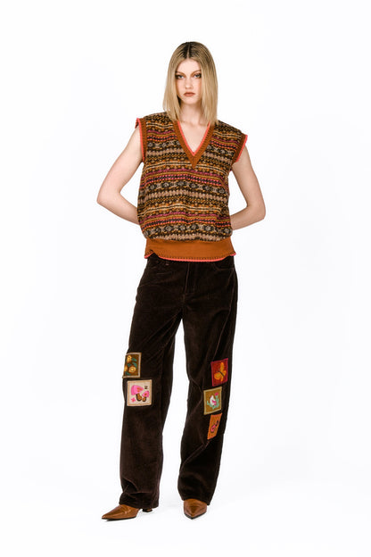 Anna Sui Fair Isle Fleece Vest