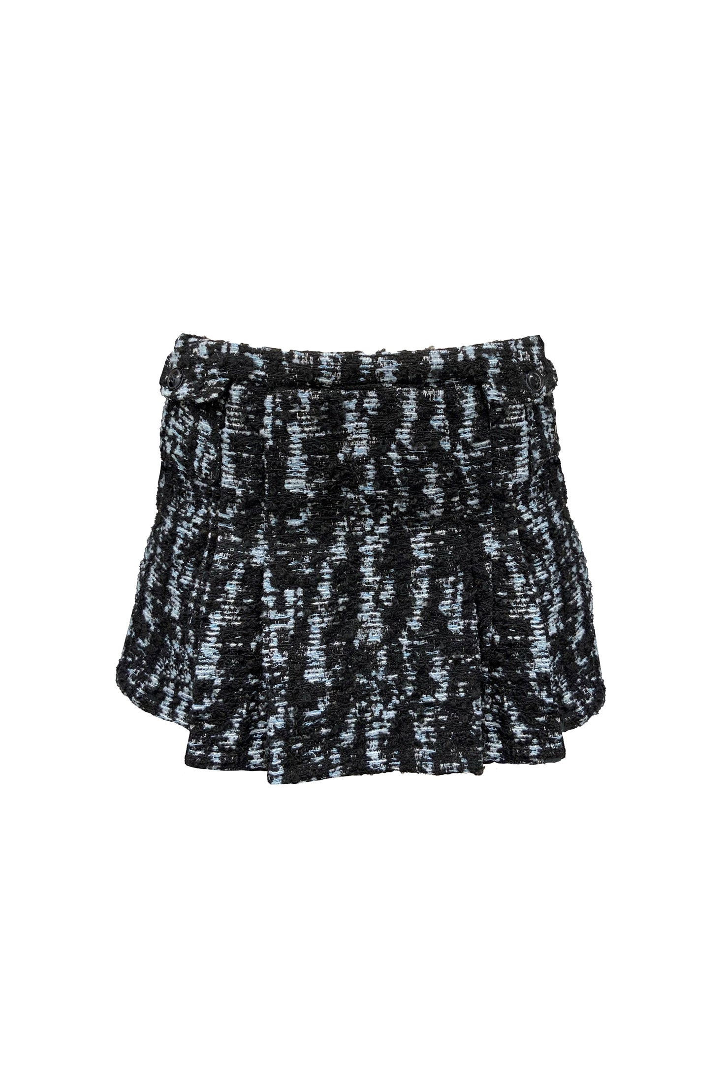 Anna Sui Cornflower Tweed Pleated Mini Skirt