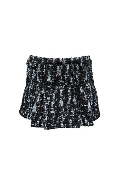 Anna Sui Cornflower Tweed Pleated Mini Skirt
