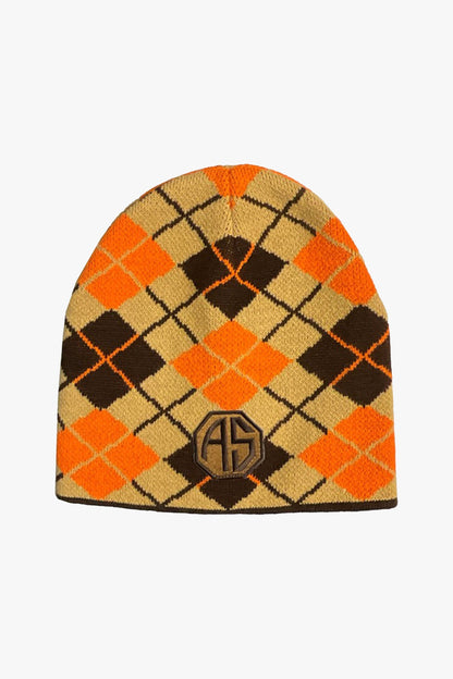 Anna Sui Argyle Beanie with Patch Marmalade